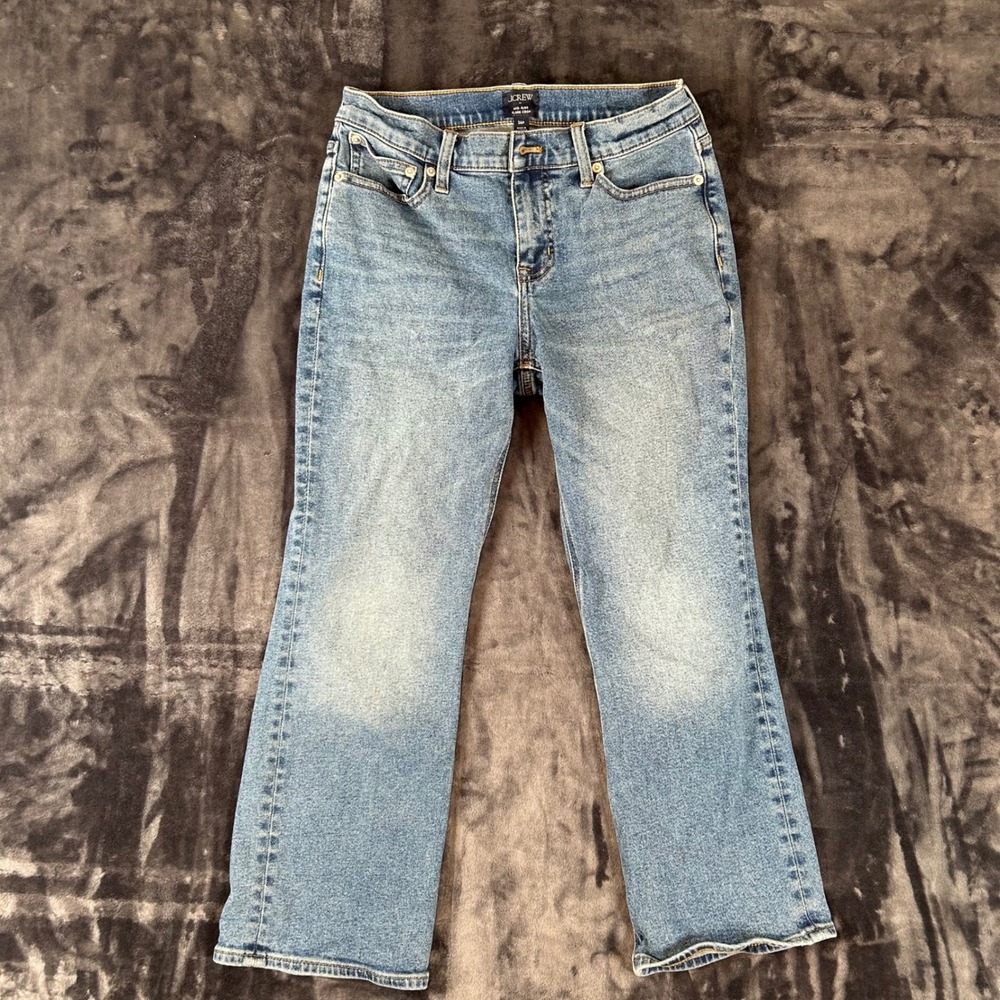J.Crew Mid-Rise Flare Crop Jeans Womens 26P Blue Petite Denim 1633